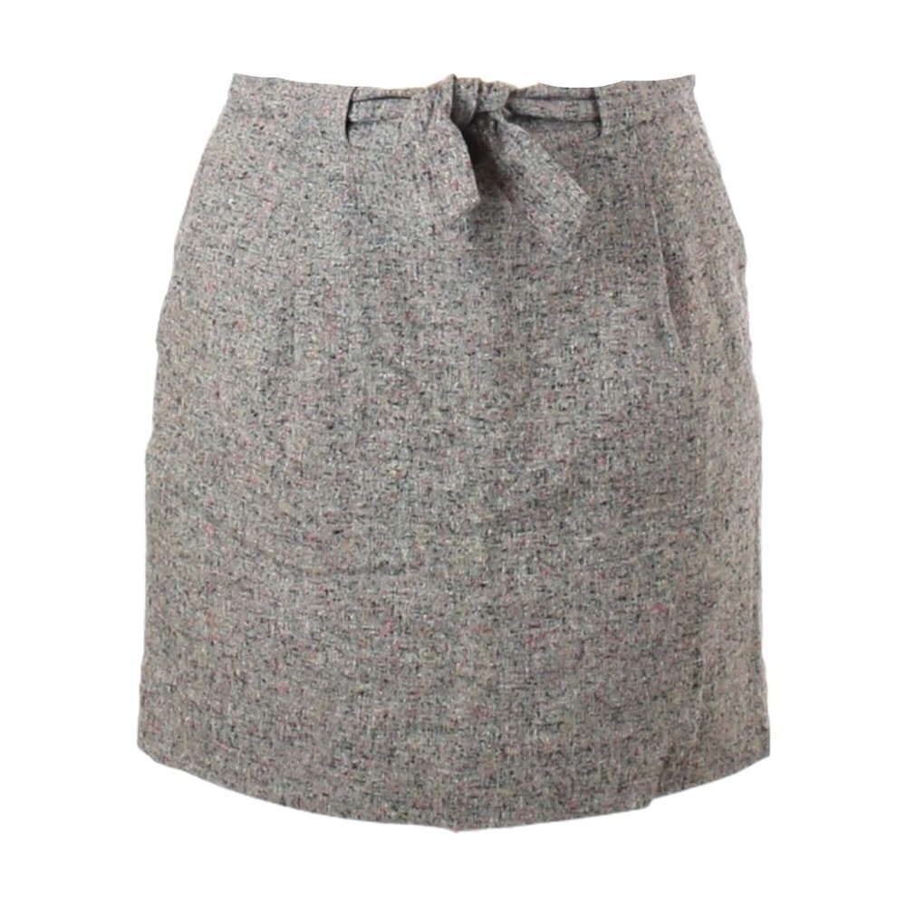 J. Crew Wool Gray Bow Tie Speckled Tweed Classic Mini Skirt Size 2